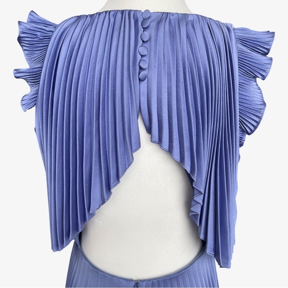 Flor et. al James Pleated Backless Gown Periwinkle Blue 8 NWT - Picture 10 of 17